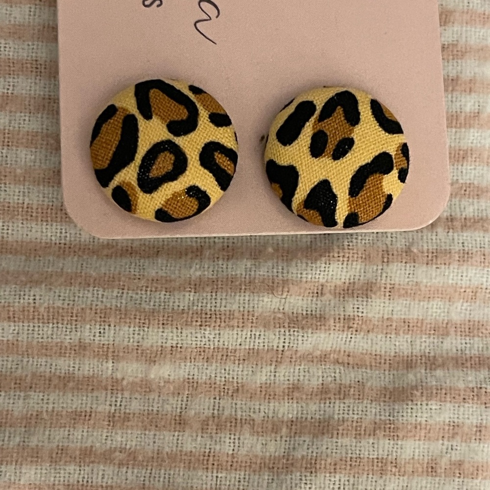 Myla Shea leopard button earrings